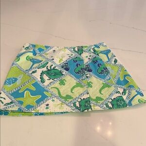 Vintage Lilly Pulitzer reversible turtles/crabs wrap skirt Size 0
